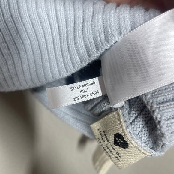 Madewell Small Greensboro Button Back Sweater Cream Periwinkle Colorblock - Picture 8 of 10